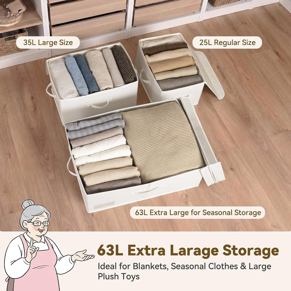 Fabric Storage Bins with Lids, Decorative Storage Boxes, Closet Basket for Shelves, Extra Large Storage Bins for