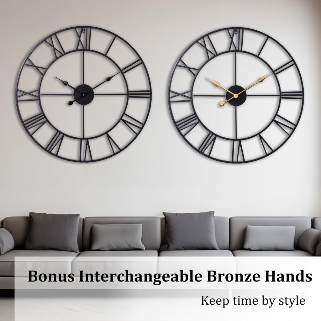 30 Inch Wall Clock Decor, Black Roman Numeral