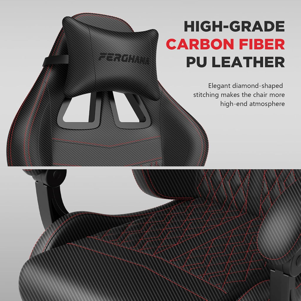 Vintage PU Leather Gaming Chair, Ergonomic Reclining Racing Gamer Chair with Massage Lumbar Support, High Back