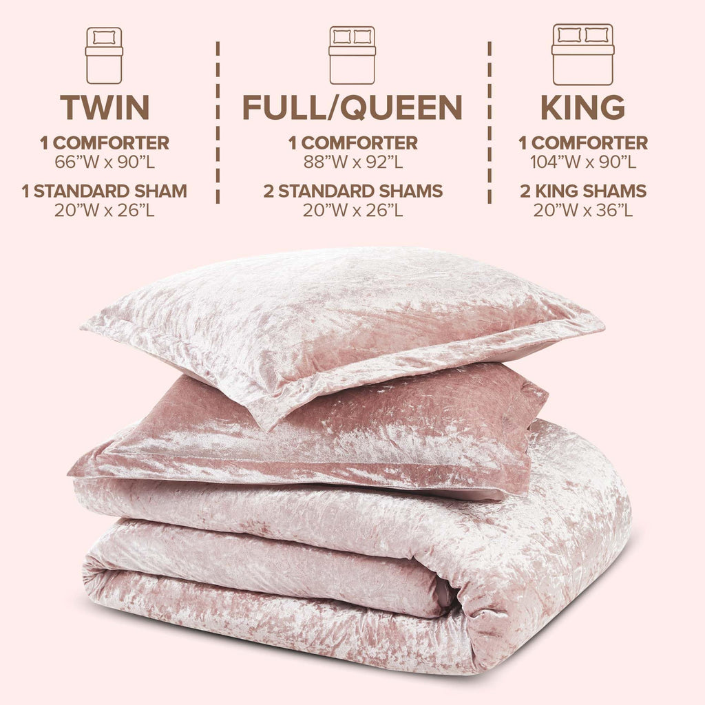 Reversible Velvet Blush Full/Queen Comforter Set, 3pc