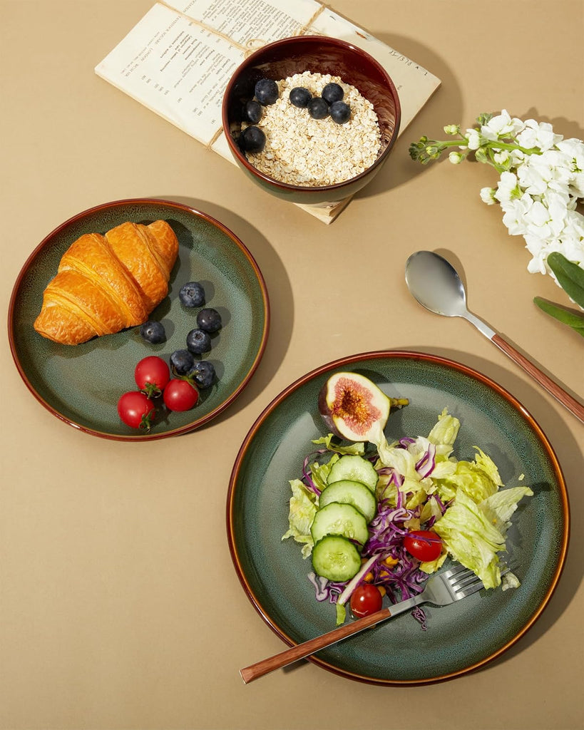Stoneware Dinnerware Sets, Ceramic Plates and Bowls Set, Microwave & Dishwasher Safe Kitchen Dishes