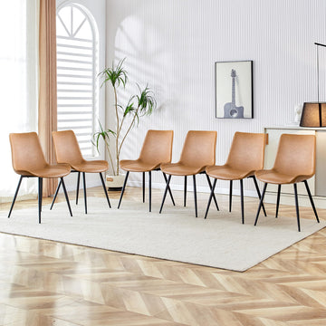 Dining Chairs, Modern PU Leather Dining Room Chair with Sturdy Metal Legs, Upholstered Seat Dinner Chairs Accent Side