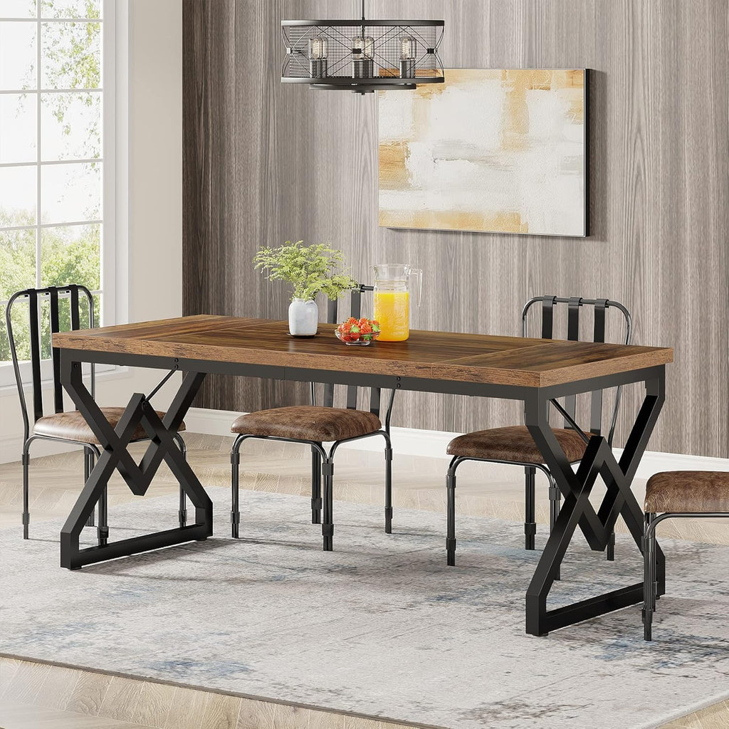63-inch Executive Desk, Large Office Computer Desk with Extra Thick Wooden Tabletop and Metal Frame