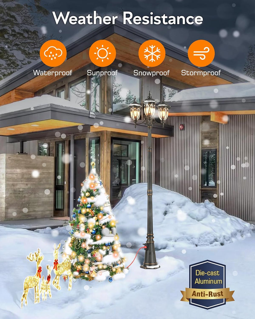 Black Outdoor Pendant Light Lantern, Modern Outdoor Chandelier, Outdoor Lamp Post Light with Outlet