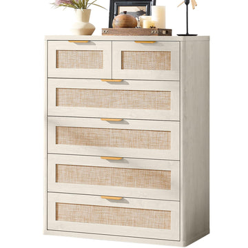 Rattan Dresser, 41" Tall Chest of Drawers