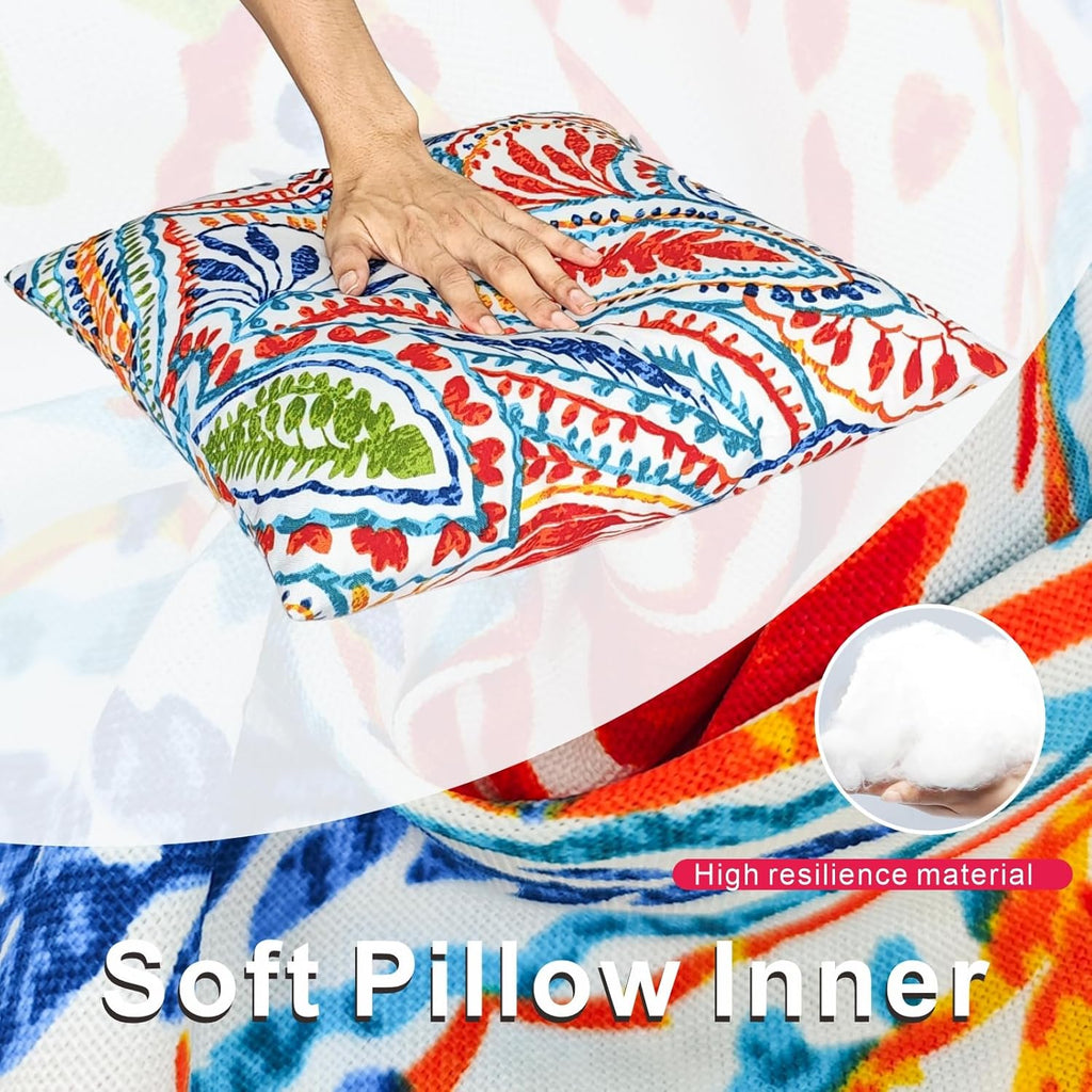 Outdoor Throw Pillows Decorative Outdoor Accent Pillows with Insert | Outdoor Throw Pillows Patio Pillows with Inserts Square Decorative Pillows for Patio Furniture