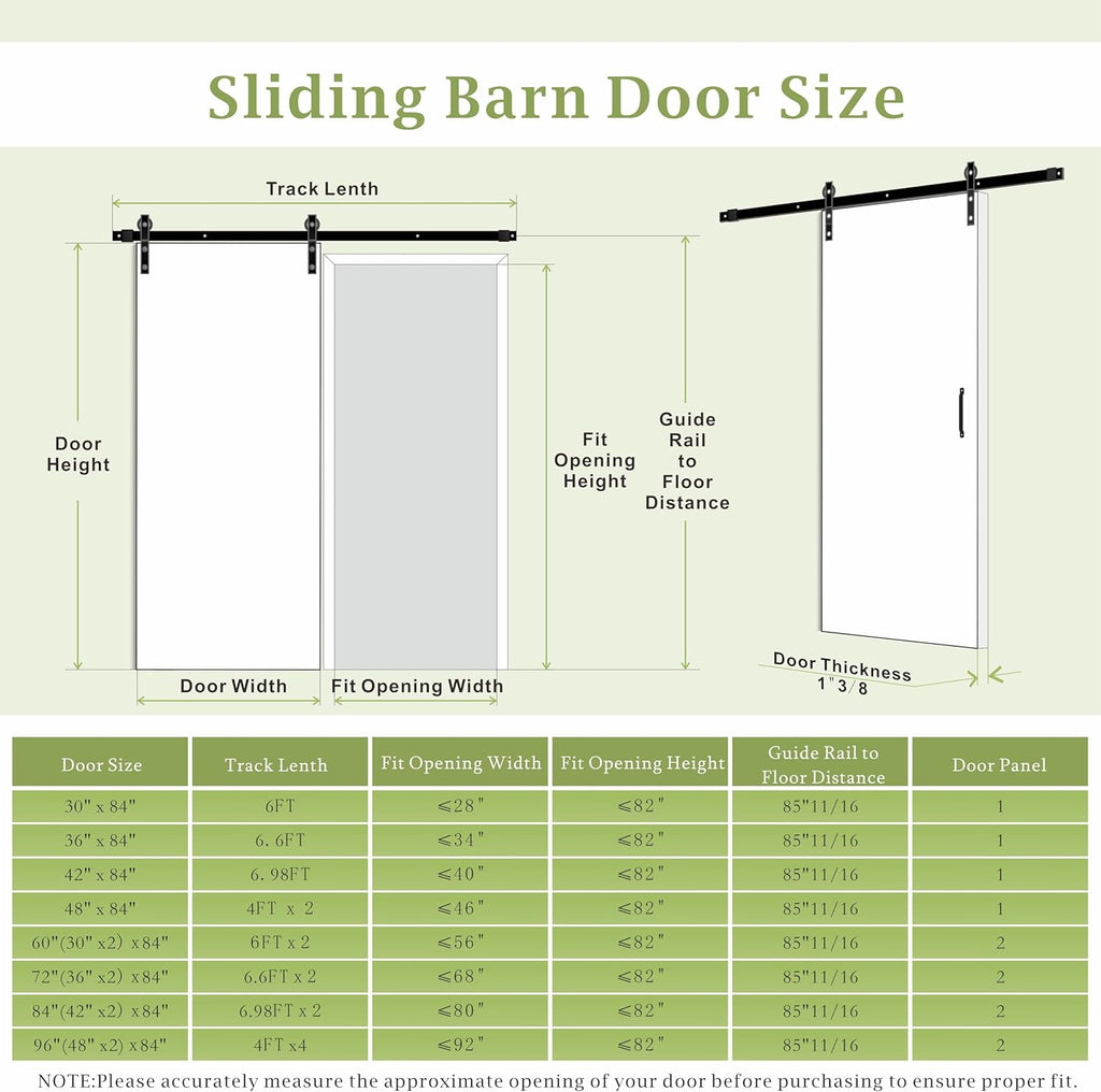 30in X 84in Sliding Barn Door, MDF, with Waterproof Surface, DIY Assemble, Pre-drilled Barn Door Sla