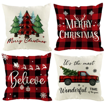 Christmas Throw Pillow Covers 16x16 inch Set of 4