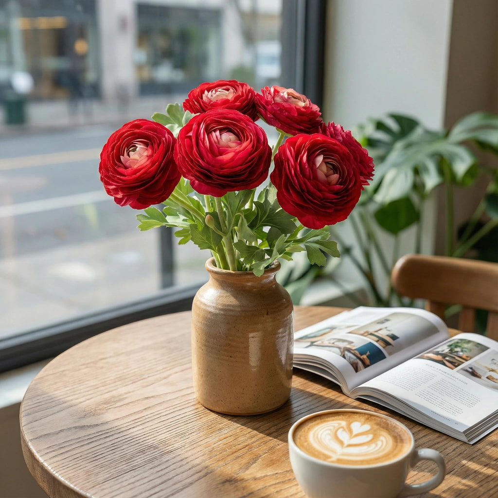 Ranunculus Flowers, Red, 6pcs
