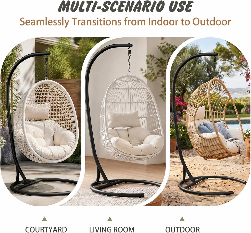 Stand Only, Heavy Duty Hammock Chair Stand 360° Swivel, Max 350 lbs, Hanging Chair Frame for Indoor Outdoor Porch