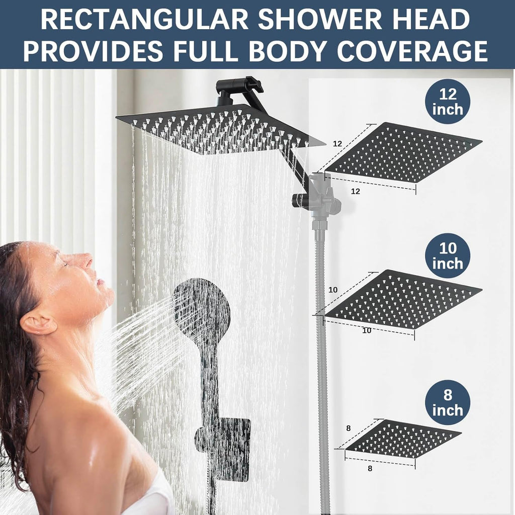 AlenArt 10 inch Rainfall Shower Head Stainless Steel Black