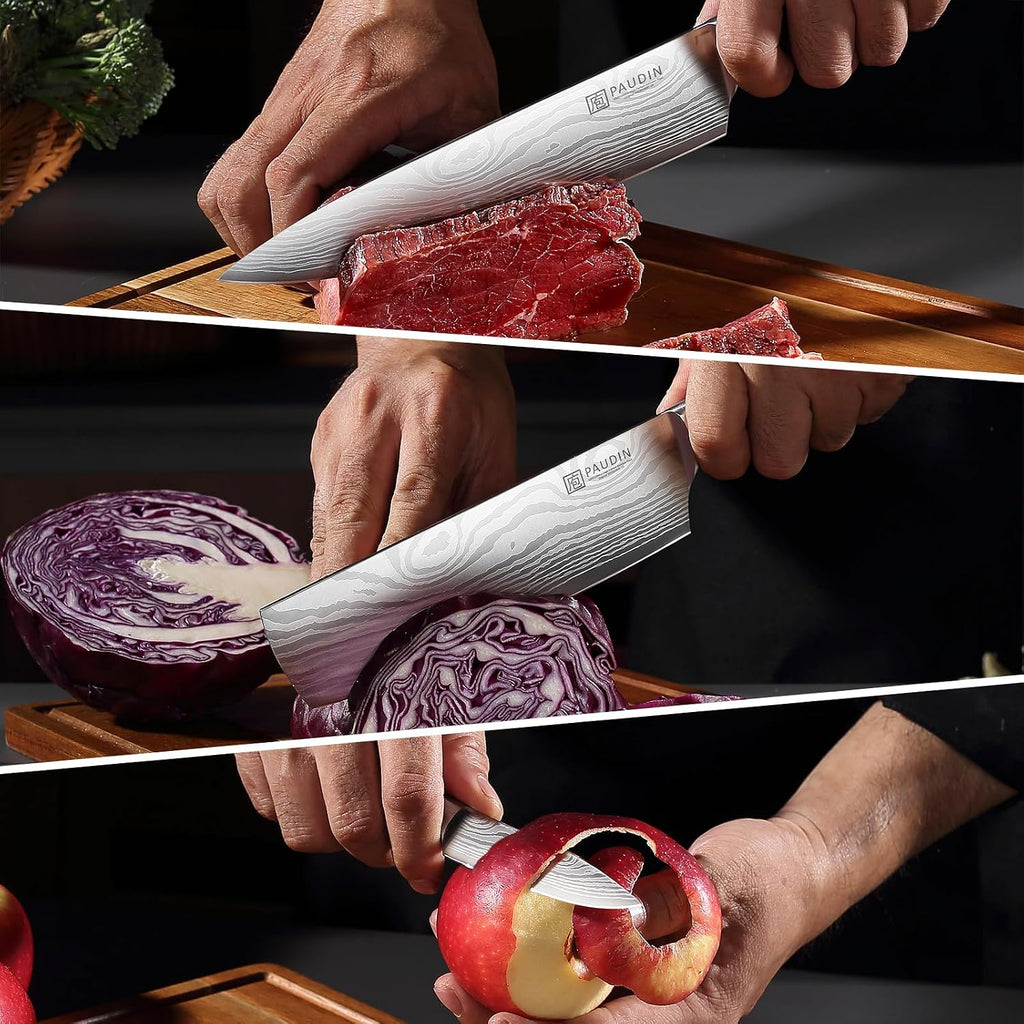 Kitchen Knife Set, 3 Piece High Carbon Stainless Steel Professional Chef Knife Set with Ultra Sharp Blade & Wooden