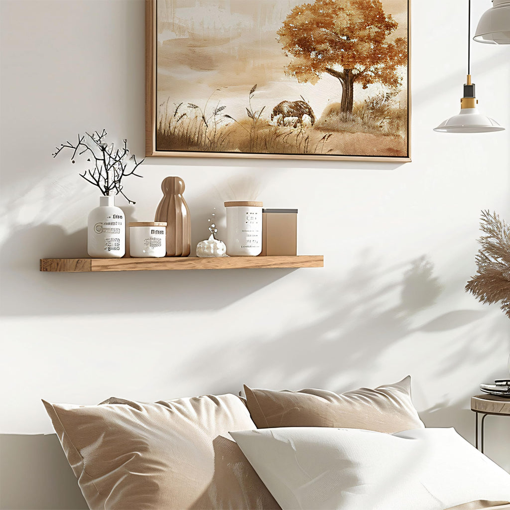 24 Inch Floating Shelves for Wall Rustic Light Wood Wall Shelves Set of 4
