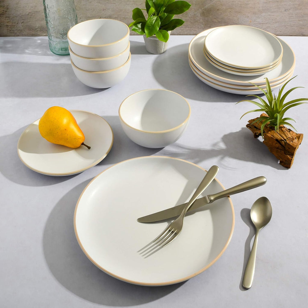 Rockaway 12-Piece Round Stoneware Dinnerware Set, Service for 4