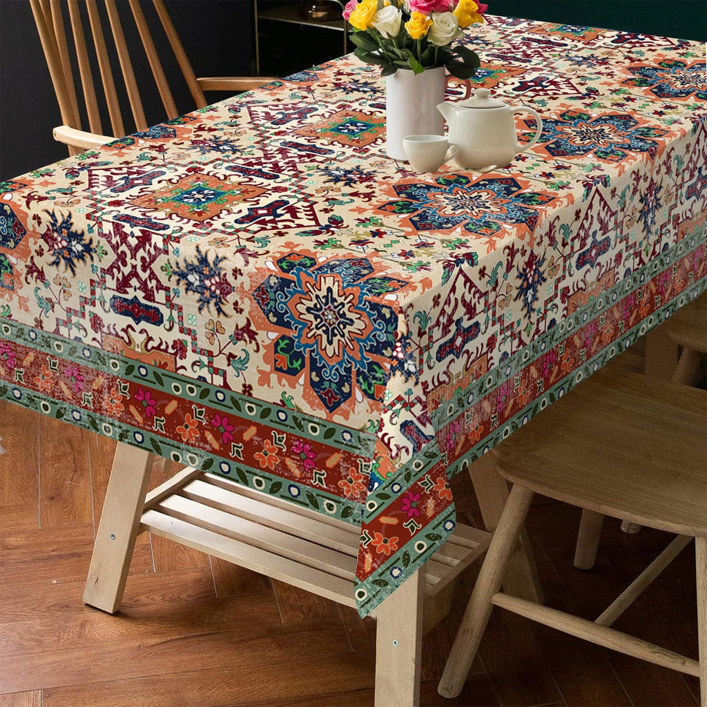 Boho Tablecloth 60x84 Inches Rectangle, Bohemia Style Tablecloth