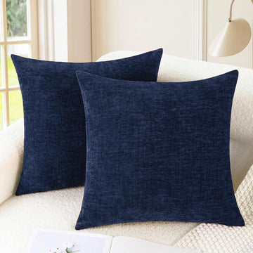 Throw Pillow Covers Decorative 18 X 18 Inches Pack of 2 Cozy Chenille Cushion Cases