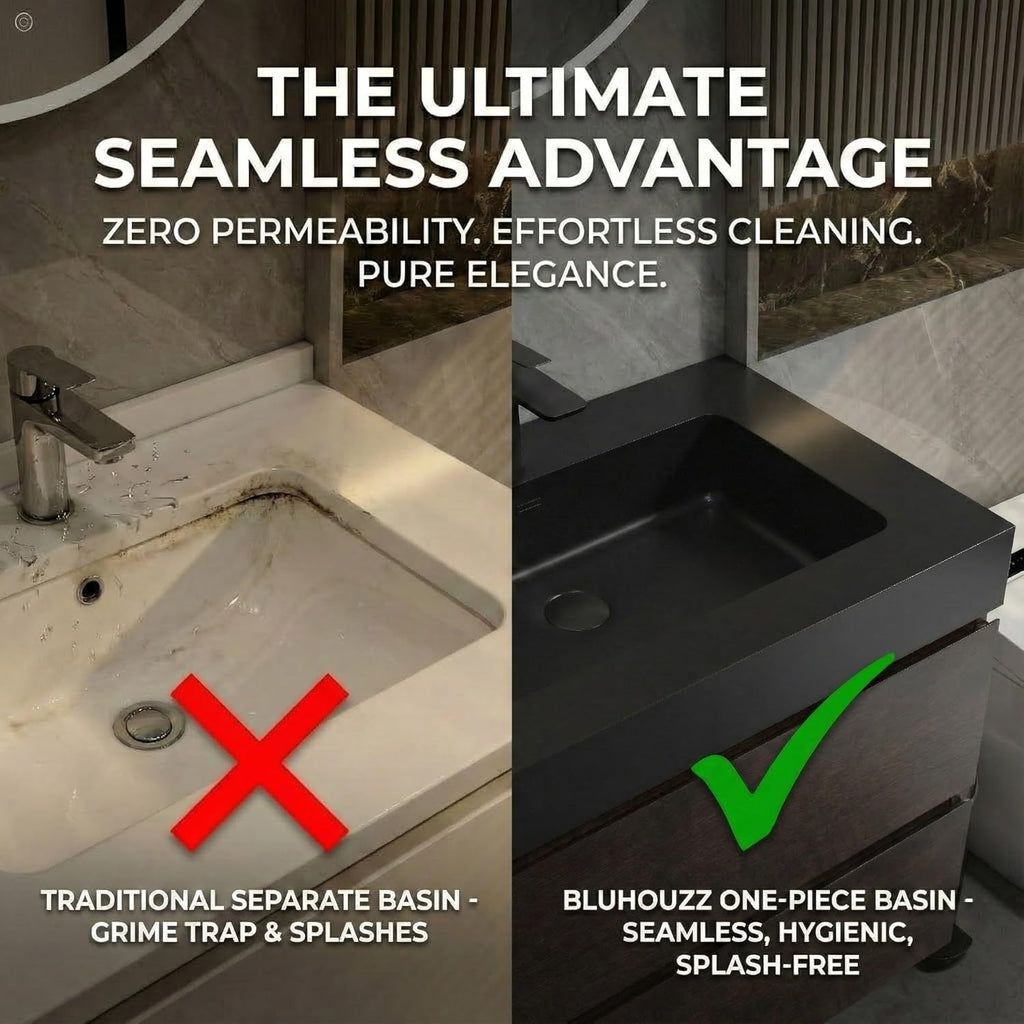 36 Inch Bathroom Vanity with Sink, Overflow, Large Storage, Wall Mounted, Floating, Modern, One-Piece Sink Basin