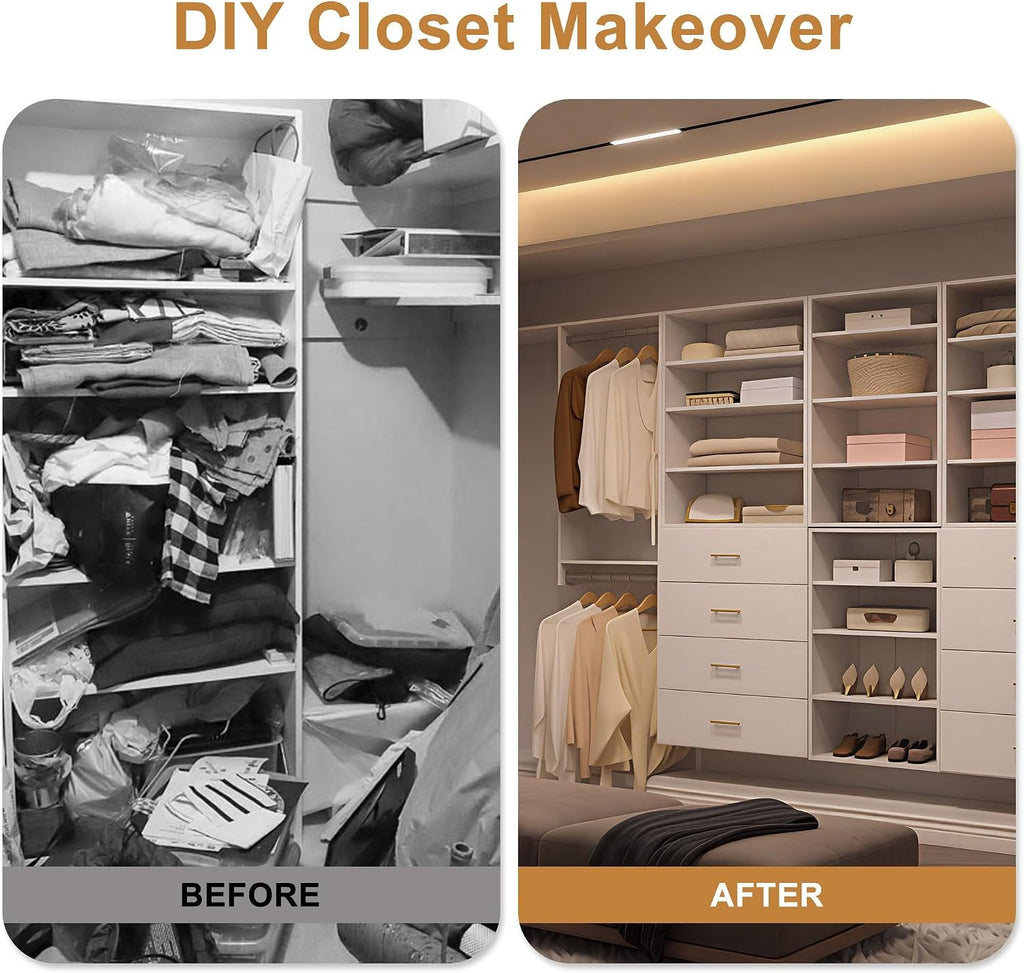 76.5" Modular Closet System, White MDF Walk-In Closet Organizer with Double Hanging Rods, Adjustable Shelves, 4