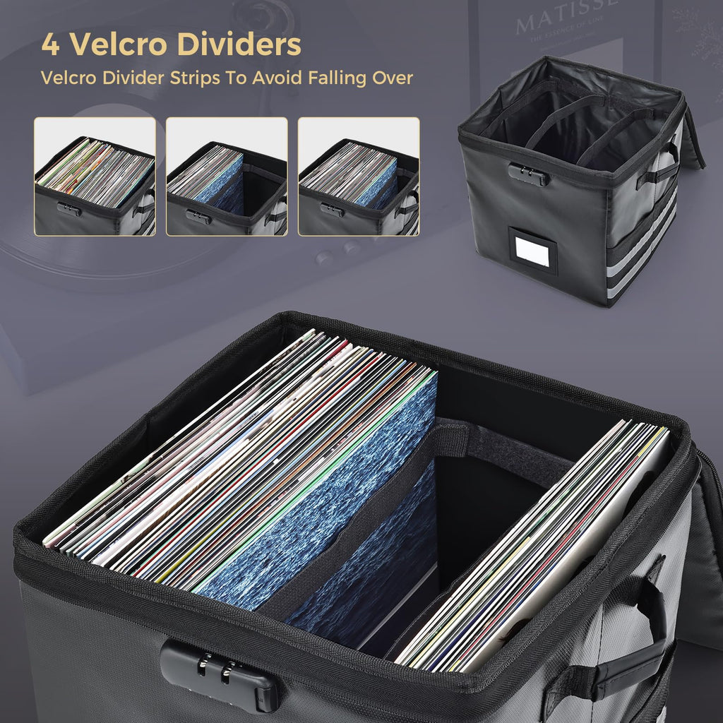 Vinyl Record Storage Case with Lockable for 100+ Single Records