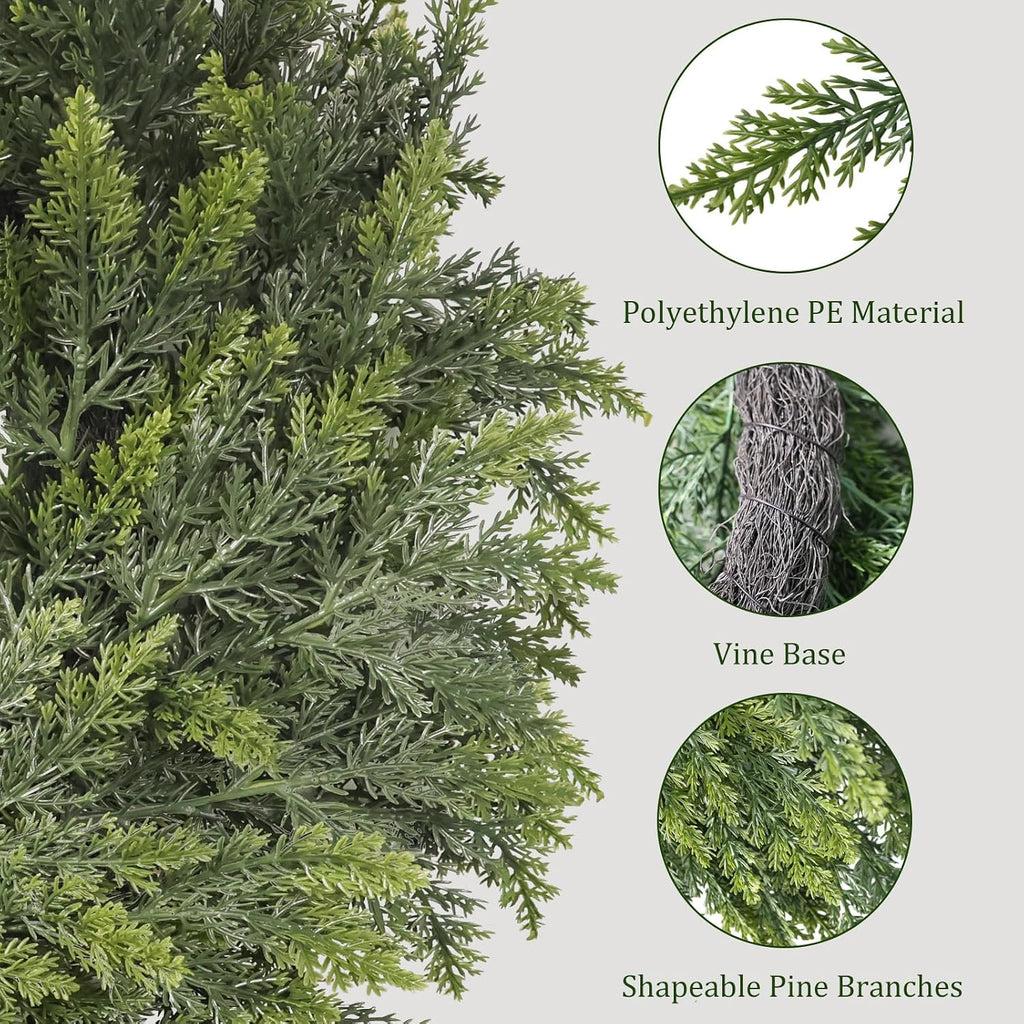 26" Christmas Cedar Wreaths for Front Door, Real Touch Handmade Full Artificial Cedar Wreath Set, Faux Greenery - Set of 2