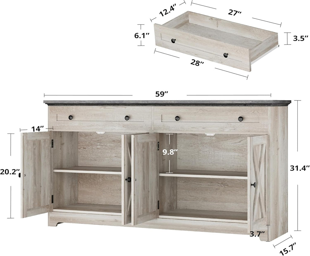 Buffet Cabinet with Storage, Sideboard Storage Cabinet with Drawers, Coffee Bar Cabinet, Kitchen Cabinet with Doors