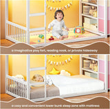 Bunk Bed Twin Over Twin with 3 Storage Drawers and Shelves, House Shaped Bunk Bed with Stairs and Guardrail