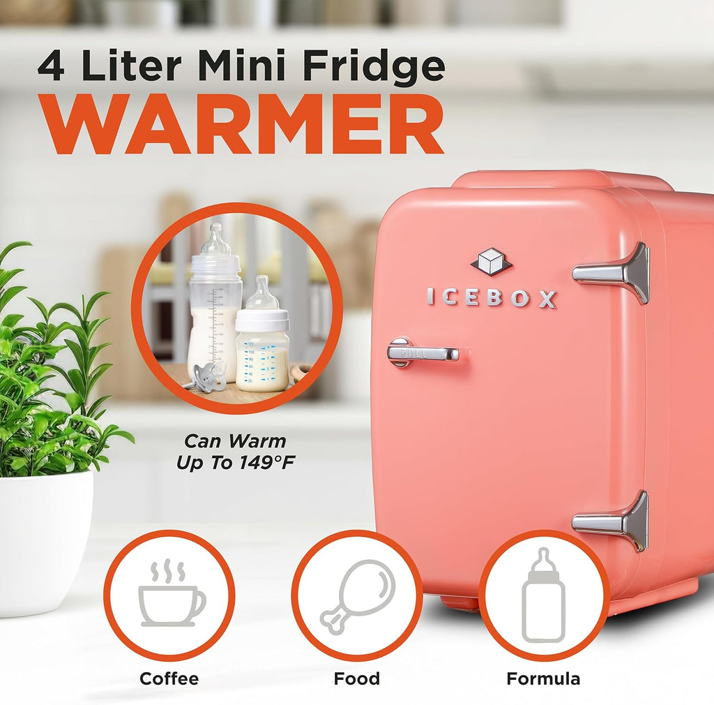 IBMF4BLS Mini Fridge For Bedroom, Skincare Refrigerator, Portable Cooler & Warmer for Makeup, for Office & Home, Mini
