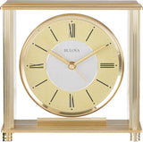 Bulova B1700 Grand Prix Table Clock - Brass MetalFinish - Glass Enclosure with Two-Tone Metal Dial - Quiet Sweep - Elegant Desktop...