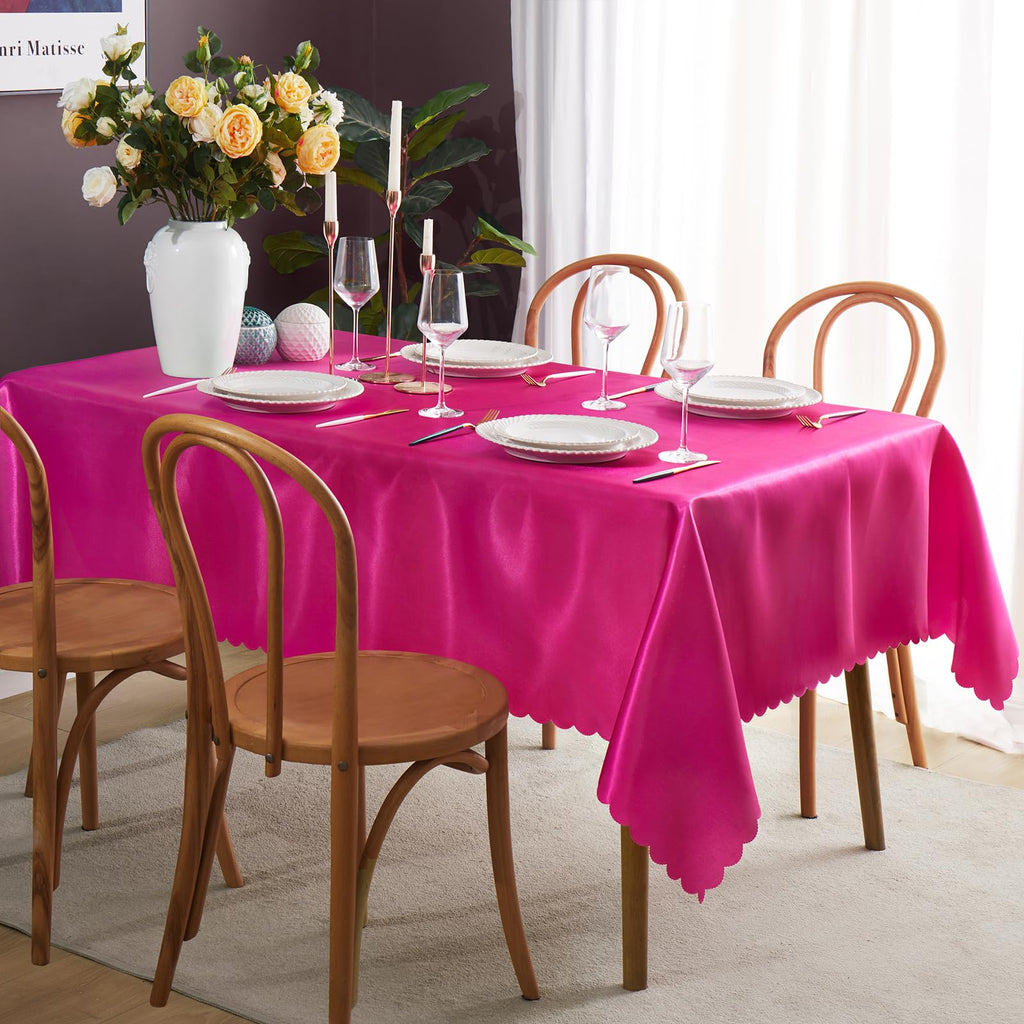 4 Pack Hot Pink Satin Tablecloth 58" x 102"