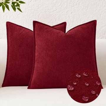 Soft Waterproof Pillow Covers 24x24 Inch 2 Pack, Burgundy
