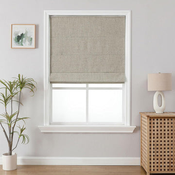 Cordless Roman Shades, Linen Fabric Window Blinds, Thermal Insulated Blackout Blinds, Room Darkening Shades for Indoor Windows, Easy to Install, Linen