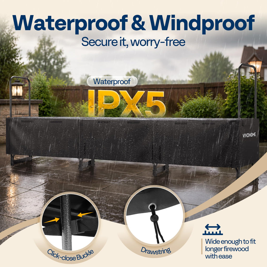 12ft Waterproof Log Rack Cover
