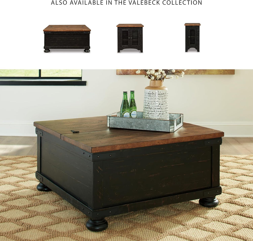 Valebeck Lift Top Coffee Table, Storage, Split-top Design, Wood, 36" W x 36" D x 18" H