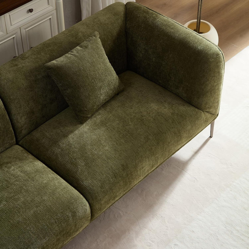82.7" Modern Sofa with Metal Legs, Comfy Boucle Couch, Minimalist Curved Sofas, Luxury 3 Seater Deep Sofa