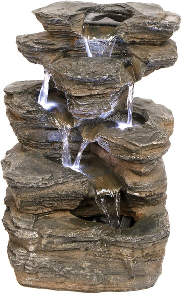 Devil's Thumb Falls Illuminated Garden Fountain, Full Color, 10 x 13 x 17.5 inches