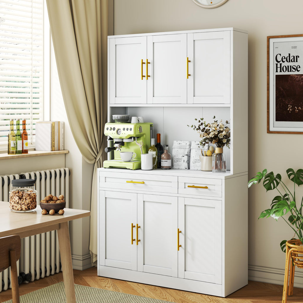 71" Metal Kitchen Pantry Cabinet, Buffet Sideboard with Drawers