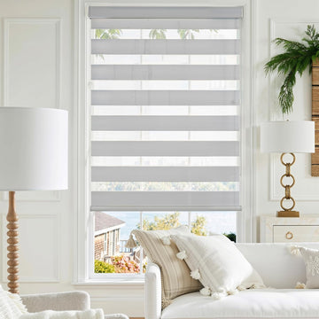Corded Zebra Blinds for Windows Blackout Dual Layer Privacy Shades for Indoor Windows Light Control for Day and Night