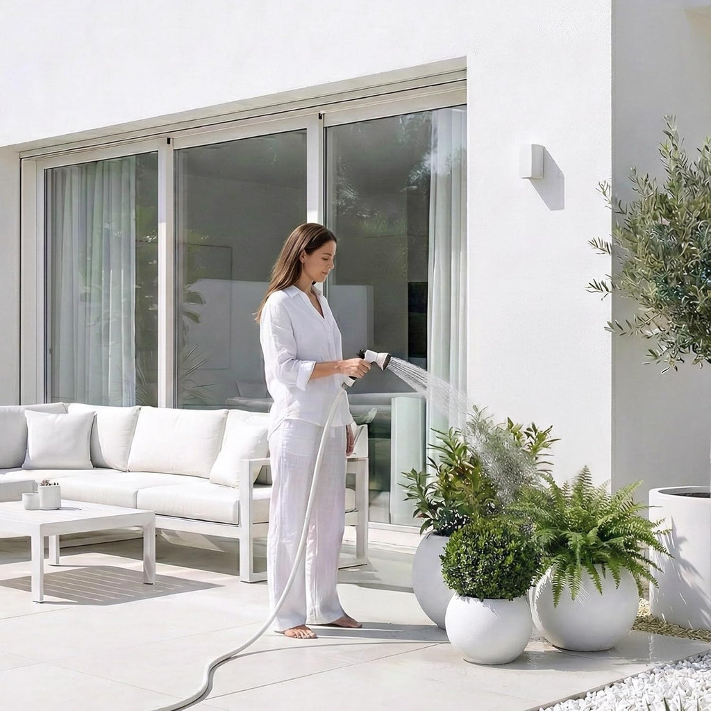 Fiberstone Sphere Planter for Olive Trees, Large Round Globe Planter Indoor Outdoor, White, 70% Lighter Than Stone