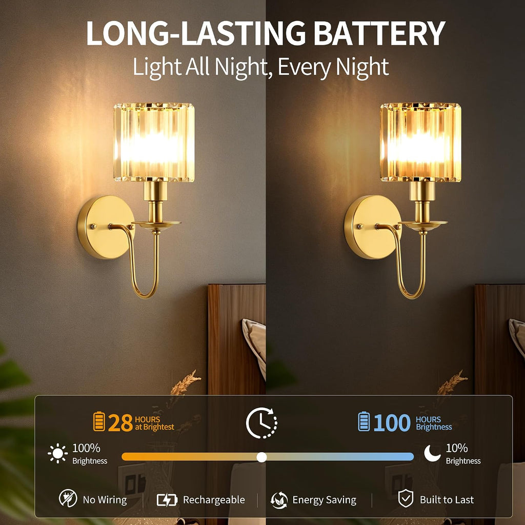 Battery Operated Wall Sconces set of Two,Wireless Wall Sconces with 5200 mAh Bulb and Remote,LED 15 Colors