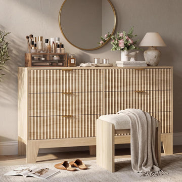 6 Drawer Dresser , Fluted Dresser