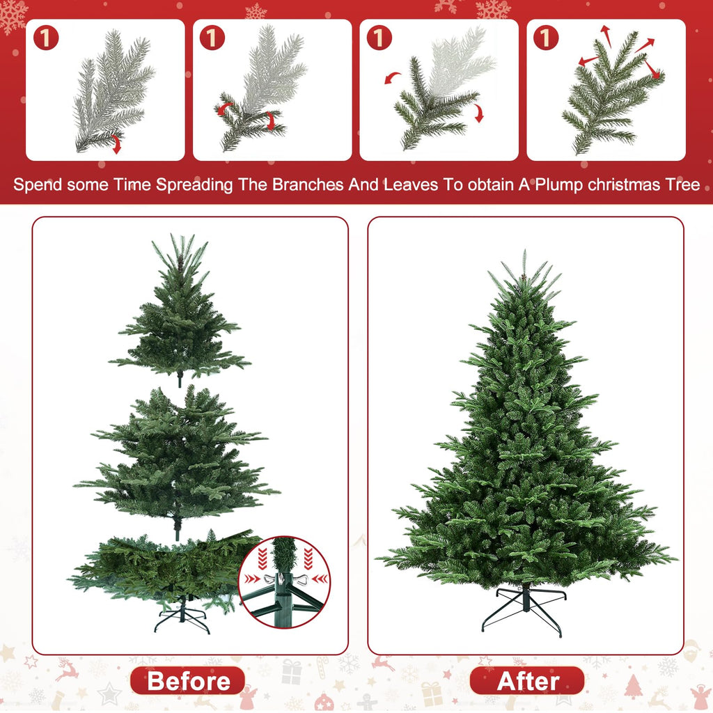 8FT Christmas Tree Simulate Nature Advanced Materials Premium Hinged Blue Spruce Artificial Douglas Firs