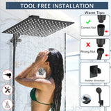 AlenArt 10 inch Rainfall Shower Head Stainless Steel Black