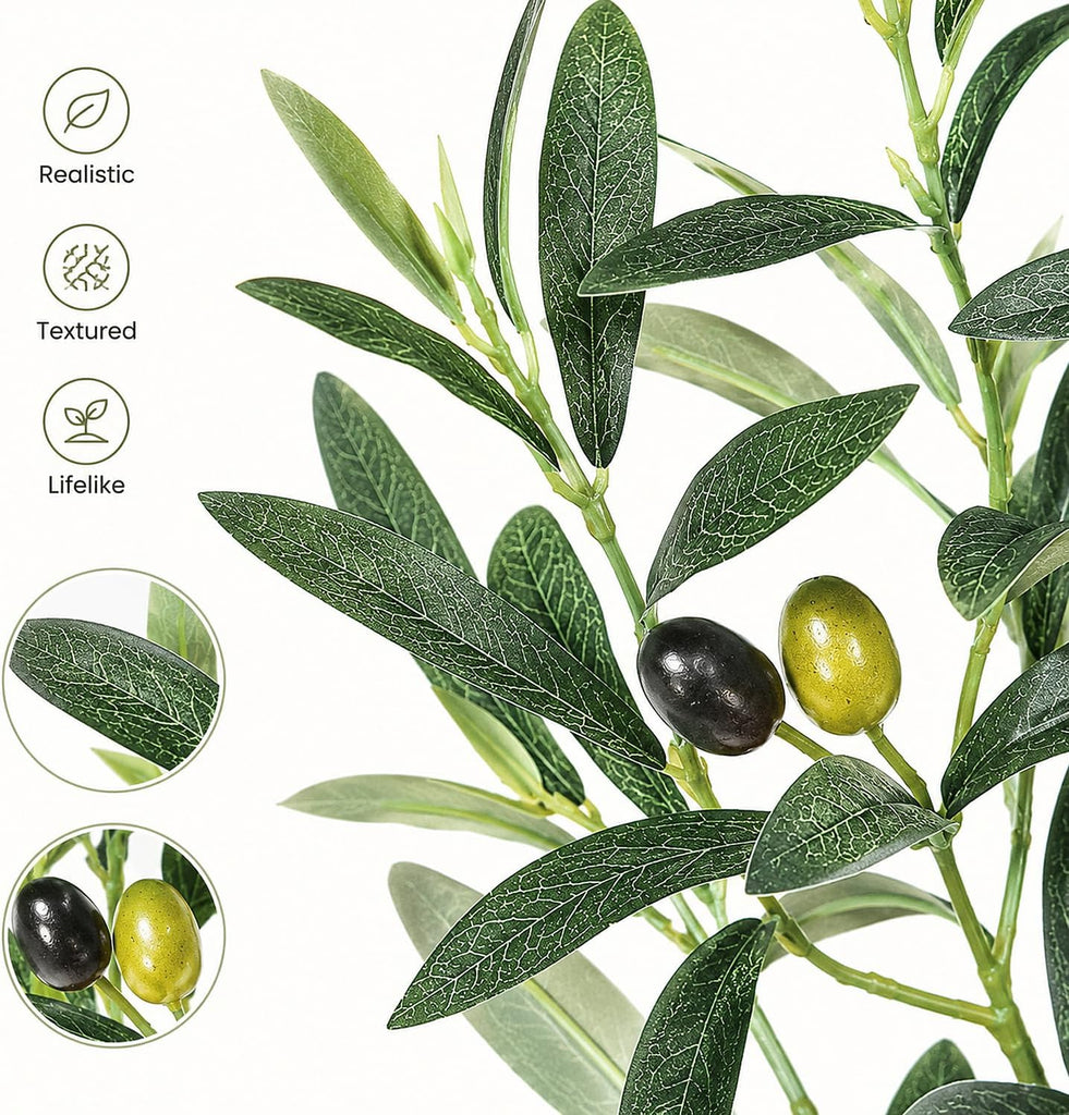 Olive Trees Artificial Indoor, 6FT Tall Faux Olive Tree with Lush Leaves and Lifelike Fruits, Artificial Plants