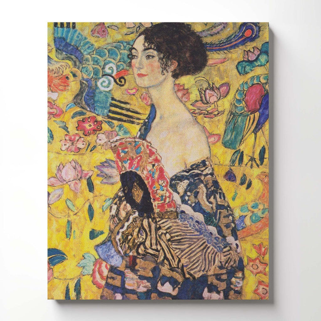 Fine Art Prints, Klimt Wall Art, Gustave Klimt Prints, Lady With A Fan Canvas Print, Ready To Hang Home Wall Decor