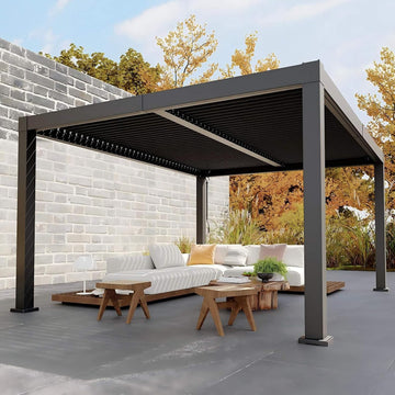 12x16ft Louvered Pergola - All-Aluminum Outdoor Pergolas with Adjustable Louvered Roof