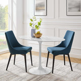 Lippa 48" Oval-Shaped Mid-Century Modern Dining Table with Artificial Marble Top and White Base