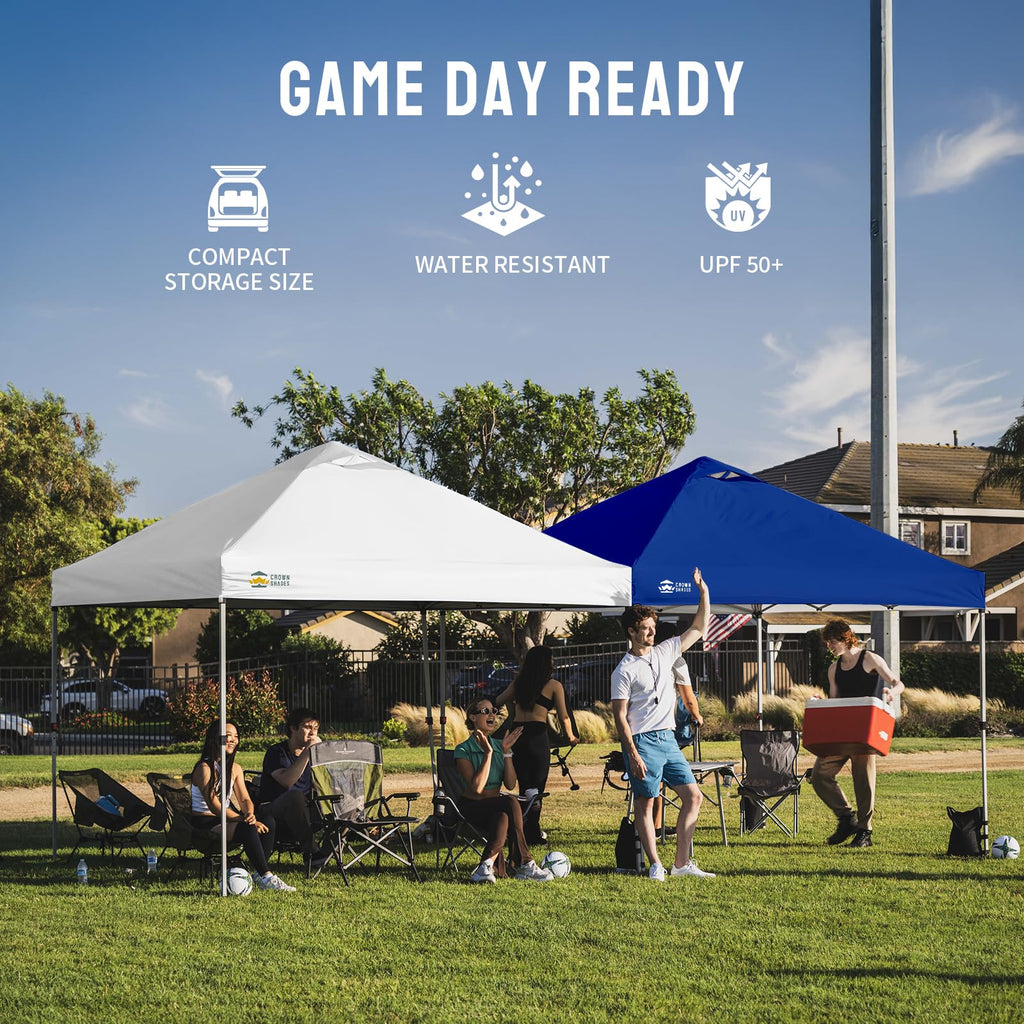 12x12 Pop Up Canopy Tent with One Push Setup, Grid White
