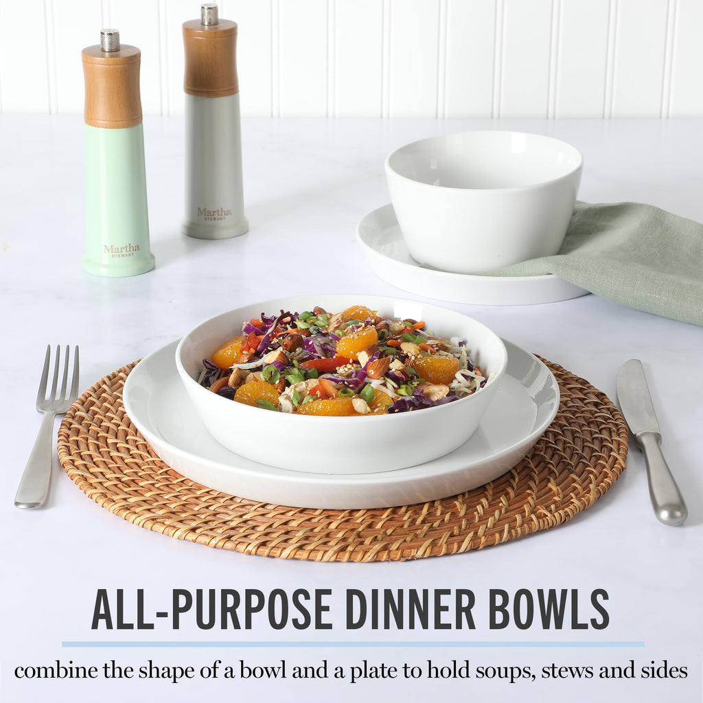 Selma Chip & Scratch Resistant Dinnerware Set Service for 4 (16pcs) - White Plates and Bowls, Durable Dishwasher and