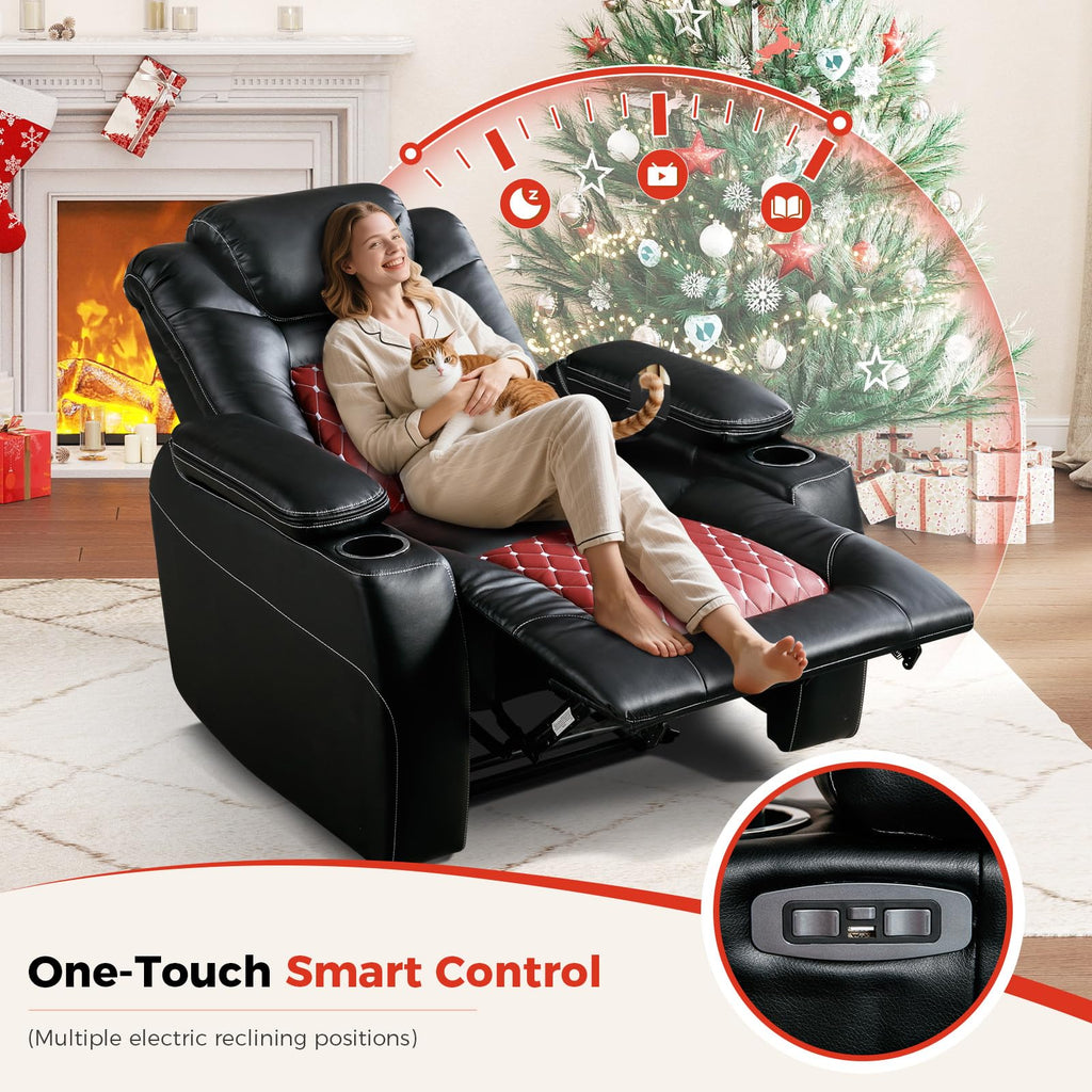 Power Recliner Chair with Adjustable Powered Headrest Set of 3, Electric Faux Leather Home Theater Seating Overstuffed