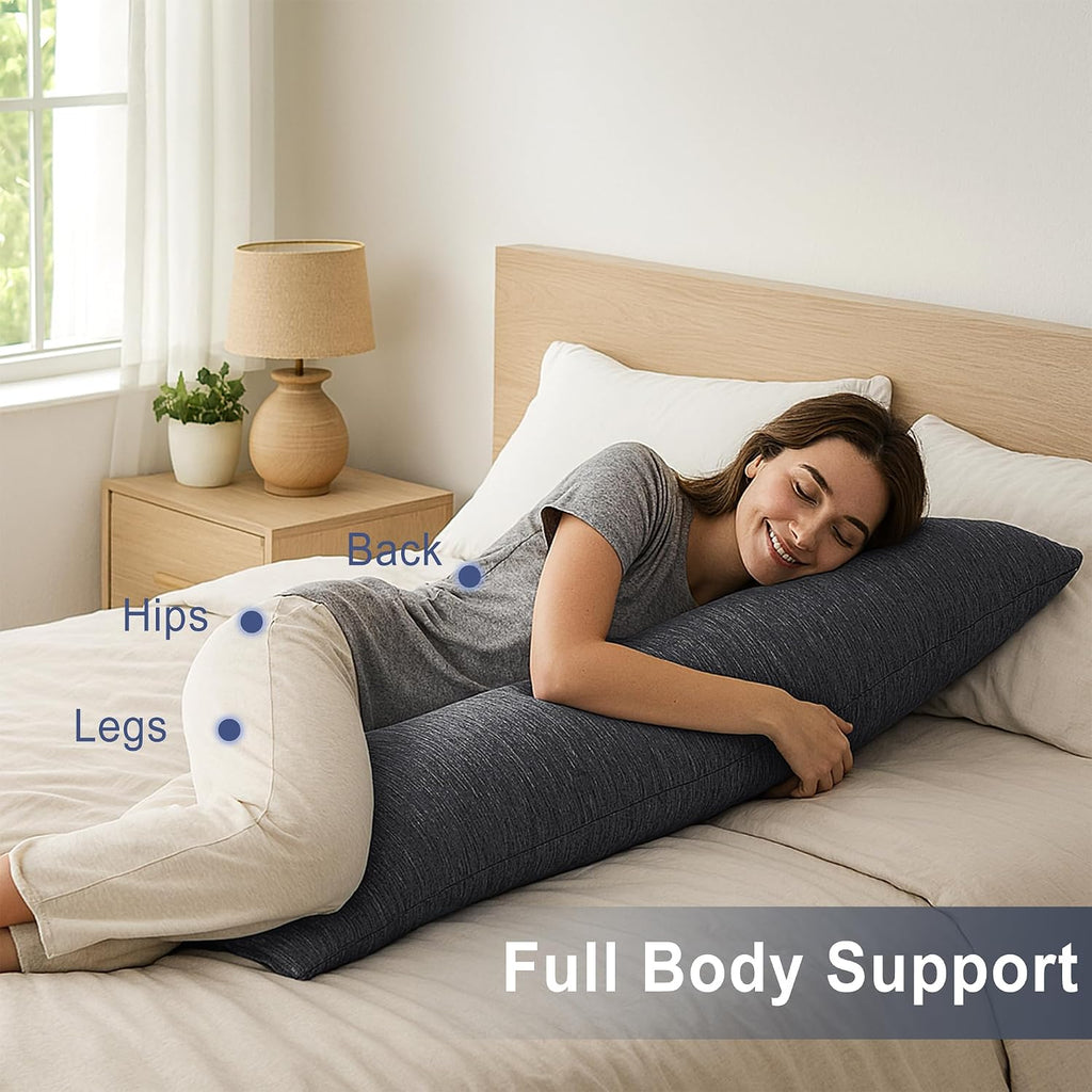 Memory Foam Body Pillow - Cooling Breathable & Supportive Full Length Pillow for Side Sleepers, Pregnancy, Leg & Back